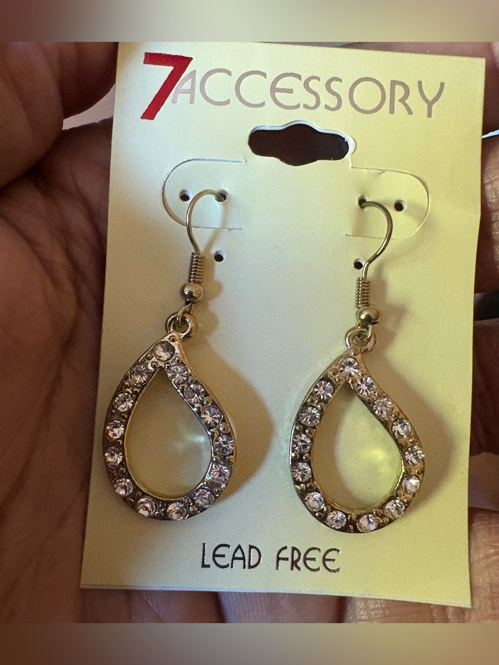 Gold Teardrop Crystal Dangle Earrings